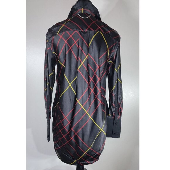 rag & bone Arc Women's Black Check Silk Tunic, Shirtdress Size XXSmall, NWT - Picture 7 of 8